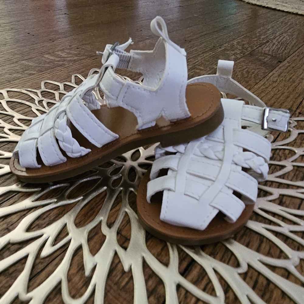 White Covered Toe Sandals. Never Worn Size 6